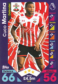 Cuco Martina Southampton 2016/17 Topps Match Attax Extra  #U39